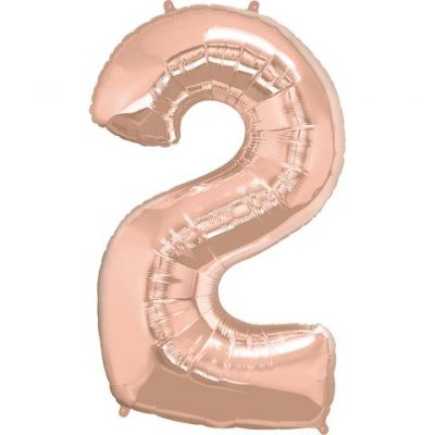 Rose Gold Numeral Two Number Shape Foil Balloon D213742