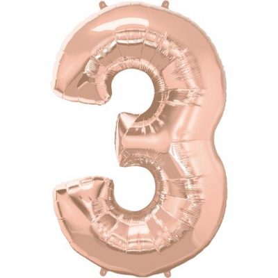 Rose Gold Numeral Three Number Shape Foil Balloon D213743