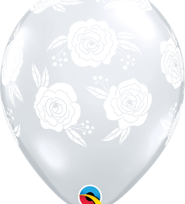 Roses in Bloom Diamond Clear 11" Latex Balloons Q84039