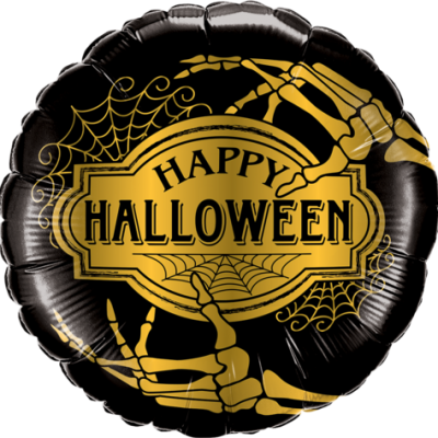 Golden Skeleton Happy Halloween Foil Balloon Q58150