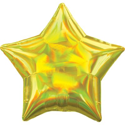 Yellow Iridescent Holographic Star Shape Foil Balloon ANA39266