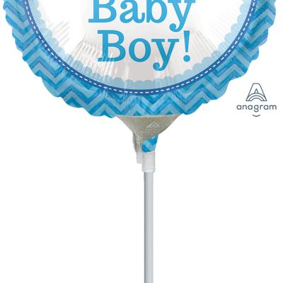 Shower With Love Boy 4 inch (10cm) Foil Balloon ANA31932 - F - Uninflated, Heat Sealer Required