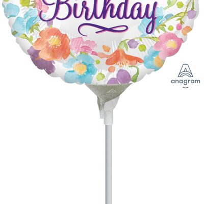 With Love on Your Birthday 4 inch (10cm) Foil Balloon ANA35583 - F - Uninflated, Heat Sealer Required