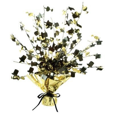Champagne Glass & Top Hat Gleam 'N Burst Black & Gold CP BE50817