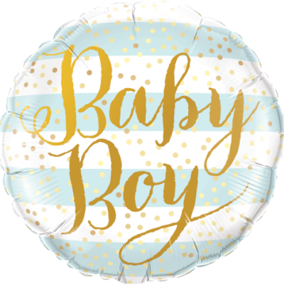 Baby Boy w/Blue Stripes 9 inch (23 cm) Foil Balloon Q88489 - F - Uninflated, Heat Sealer Required