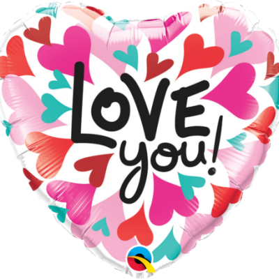 Love You Converging Hearts 9 inch (23 cm) Heart Shape Foil Balloon Q58564 - F - Uninflated, Heat Sealer Required