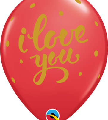 Red I Love You Gold Text 11 inch (28 cm) Round Balloons Q88213