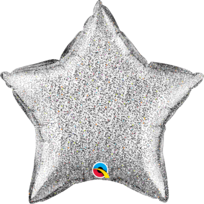 Silver Glittergraphic 20 inch (52 cm) Star Shape Foil Balloon Q88859