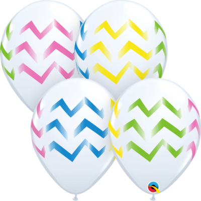 White Colourful Chevron Stripes 11 inch (28cm) Round Balloons Q88212