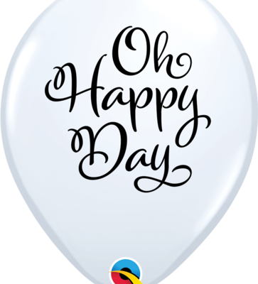 White Simply Oh Happy Day 11" Latex Balloons Q87909