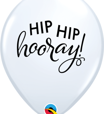 White Simply Hip Hip Hooray 11" Latex Balloons Q87916
