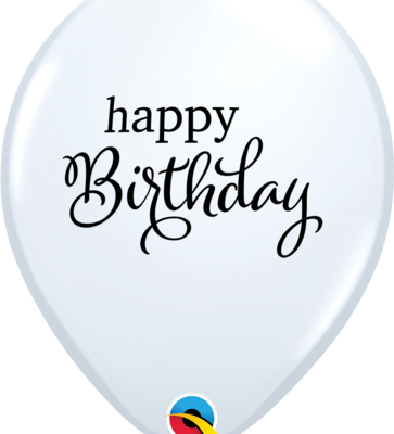 White Simply Happy Birthday 11" Latex Balloons Q88203