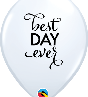 White Simply Best Day Ever 11" Latex Balloons Q88204