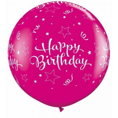Wild Berry Birthday Shining Star-A-Round 3' (90 cm) Latex Balloon Q31435