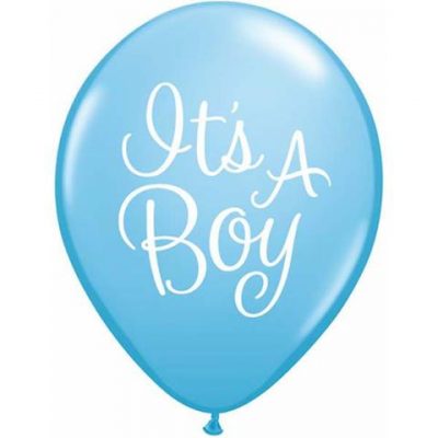Pale Blue It's A Boy w/Classy Script 11 inch (28 cm) Latex Balloon Q37536