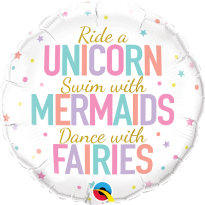 18 inch Round Unicorn/Mermaids/Fairies Foil Balloon Q97402