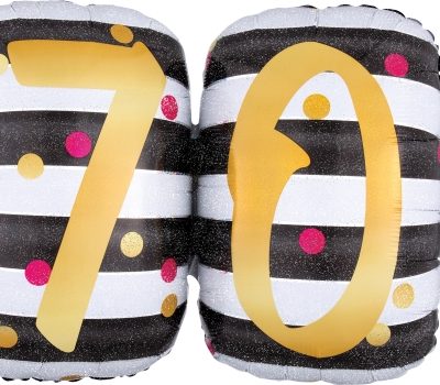 Pink & Gold Milestone 70 Holographic Supershape Foil Balloon ANA37362