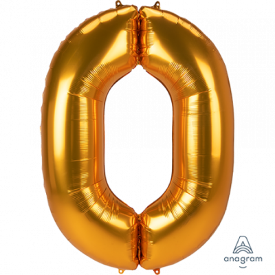 SuperShape Jumbo Number 0 Gold (93cm x 134cm) Foil Balloon ANA38888