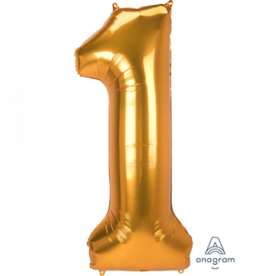 SuperShape Jumbo Number 1 Gold (93cm x 134cm) Foil Balloon ANA38889