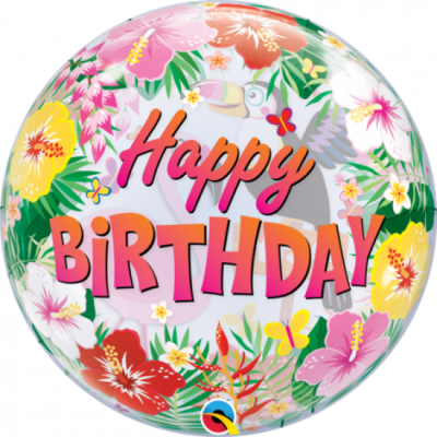 Qualatex Bubble 22 inch (56 cm) Tropical Birthday Party Q87740