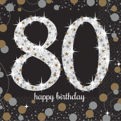 Sparkling Happy Birthday Celebration 80th Luncheon Napkins AM5018736
