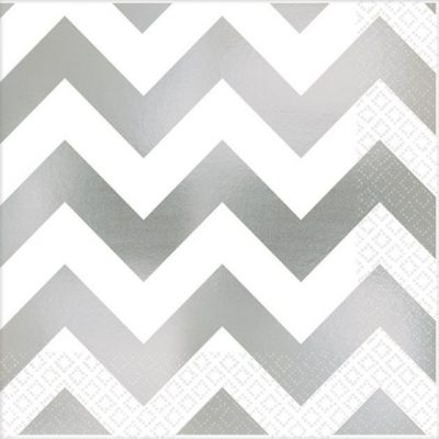 Premium Chevron Silver Hot-Stamped Beverage Napkins AM500036
