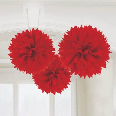 Fluffy Hanging Paper Decorations Apple Red AM1805540