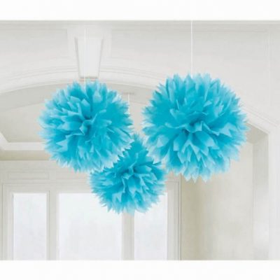 Fluffy Hanging Paper Decorations Caribbean Blue AM1805554