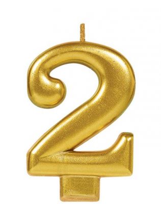 Number 2 Candle Metallic Gold AM170418