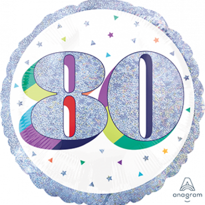 Here's To Your 80th Birthday Holographic 18 inch (45 cm) Foil Balloon ANA39662