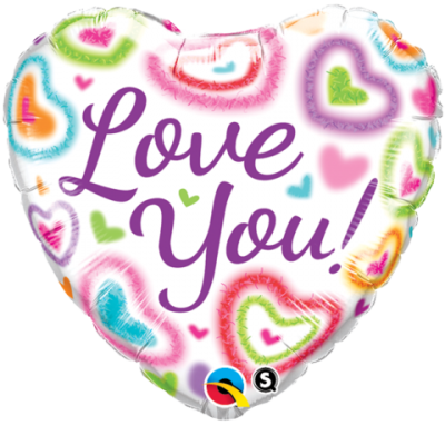 Love You! Fuzzy Hearts 18 inch (45 cm) Foil Balloon Q21805
