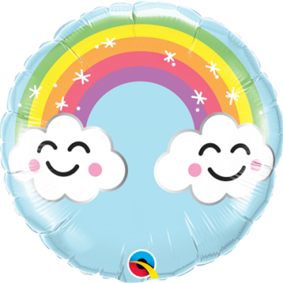 Sunshine Rainbow 9 inch (23 cm) Foil Balloon Q58459 - I - Inflated, On Cup & Stick