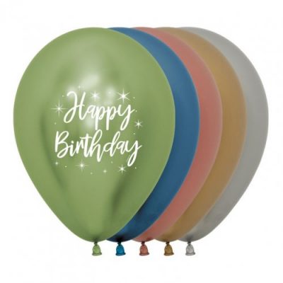 Reflex Happy Birthday Radiant Decrotex (Sempertex) 12 inch (30 cm) Assorted Latex Balloons D222250