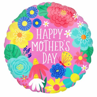 Mother's Day Pretty Flowers In Pink 18 inch (45 cm) Foil Balloon ANA42730