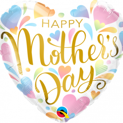 Happy Mother's Day Pastel Hearts Heart Shape 18 inch (45 cm) Foil Balloon Q17444