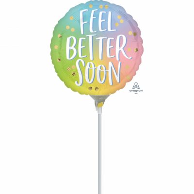 Feel Better Soon Ombre 9 inch (22 cm) Foil Balloon ANA41680 - I - Inflated, On Cup & Stick