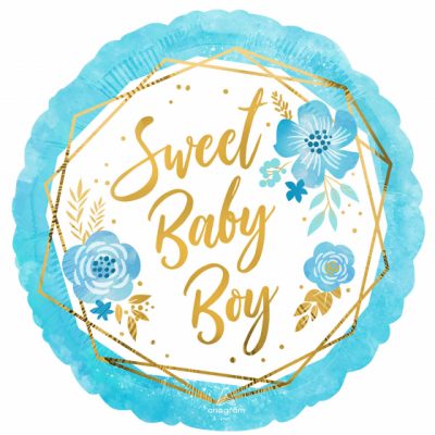 Sweet Baby Boy Floral Geo 18 inch (45 cm) Foil Balloon ANA43122