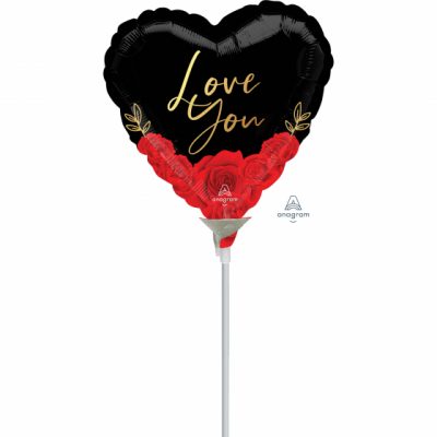 Love You Romantic Roses 4 inch (10 cm) Foil Balloon ANA42287 - F - Uninflated, Heat Sealer Required