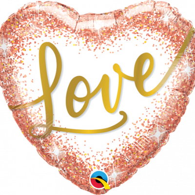 Love Rose Gold Glitter Dots Heart Shaped Foil Balloon Q20994