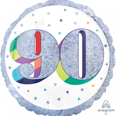 Holographic Here's To Your 90th Birthday 18 inch (45 cm) Foil Balloon ANA39787