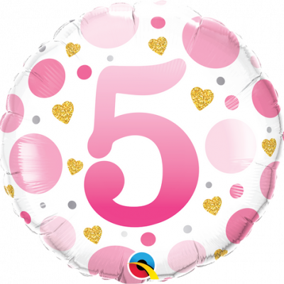 Age 5 Pink Dots 18 inch (45 cm) Foil Balloon Q23154
