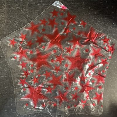 Clear Star Shape Foil Balloon W/ Red Printed Stars Q49176 *UNPACKAGED*