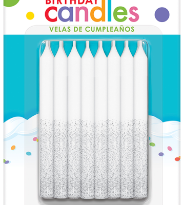 White & Silver Glitter Candles AM170574