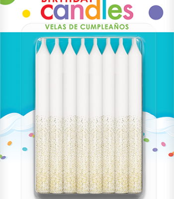 White & Gold Glitter Candles AM170573