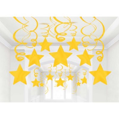 Yellow Shooting Starts Plastic Mega Value Pack Swirl Decorations AM670967.09