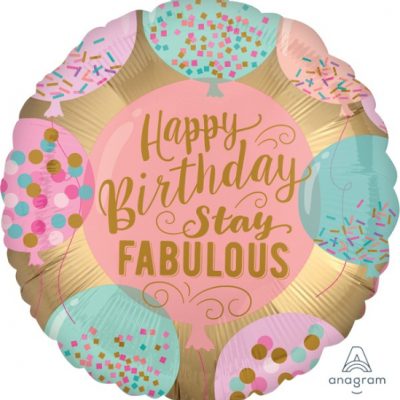 Satin Happy Birthday Stay Fabulous 18 inch (45 cm) Foil Balloon ANA38074