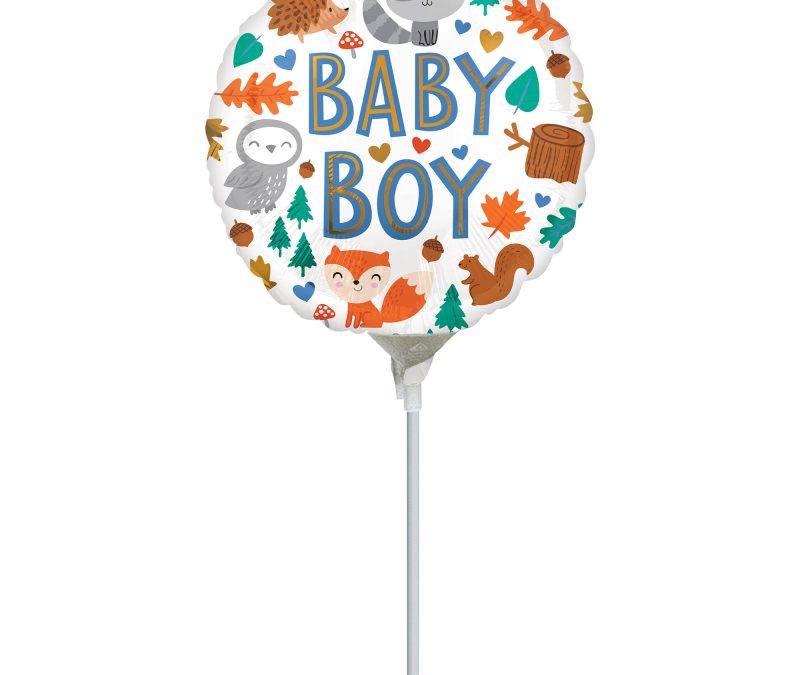 Baby Boy Woodland Fun 9 inch (23 cm) Foil Balloon ANA41651 – F – Uninflated, Heat Sealer Required