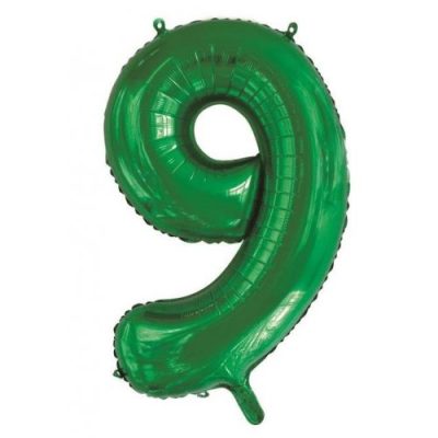 Decrotex (Sempertex) Green 34 inch (86 cm) Foil Shape Number 9 Balloon D213839