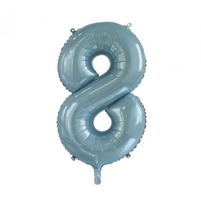 Decrotex (Sempertex) Light Blue 34 inch (86 cm) Foil Shape Number 8 Balloon D213758