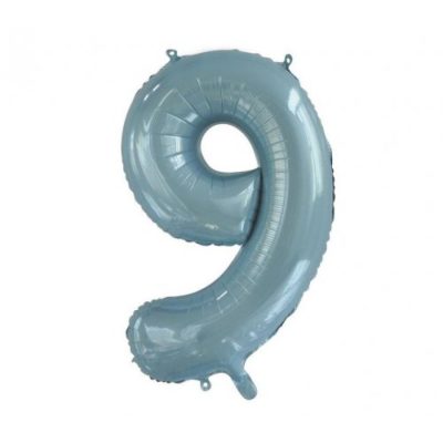 Decrotex (Sempertex) Light Blue 34 inch (86 cm) Foil Shape Number 9 Balloon D213759